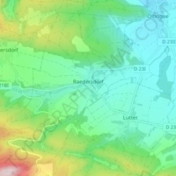 Carte topographique Raedersdorf, altitude, relief