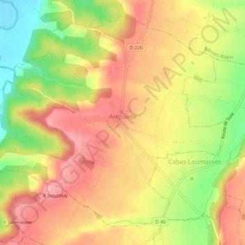 Carte topographique Arrouède, altitude, relief