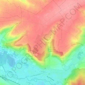 Carte topographique Contes, altitude, relief