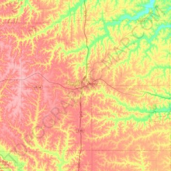 Carte topographique Clarke County, altitude, relief