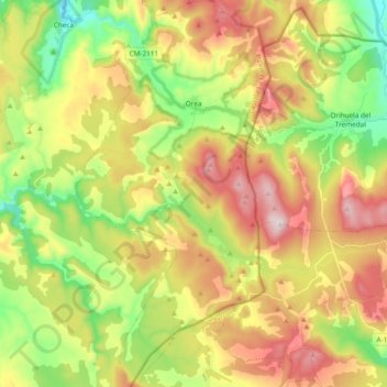Carte topographique Orea, altitude, relief