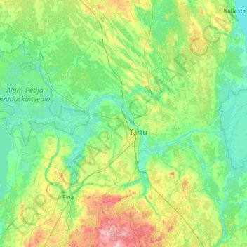 Carte topographique Emajõgi, altitude, relief