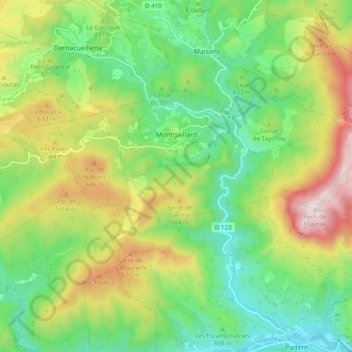 Carte topographique Montgaillard, altitude, relief