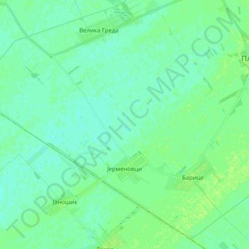 Carte topographique Jermenovci, altitude, relief