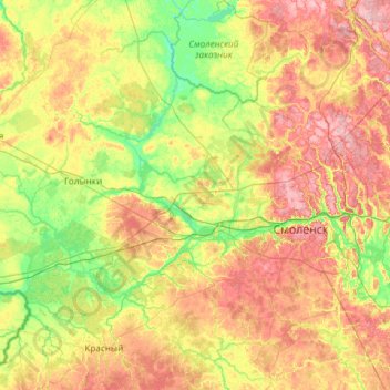 Carte topographique Смоленский район, altitude, relief