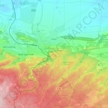 Carte topographique Rieder, altitude, relief