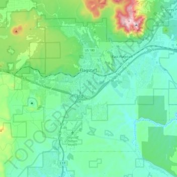 Carte topographique Flagstaff, altitude, relief