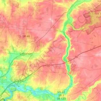 Carte topographique Turtlecreek Township, altitude, relief