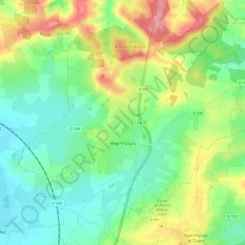 Carte topographique Magny-Cours, altitude, relief