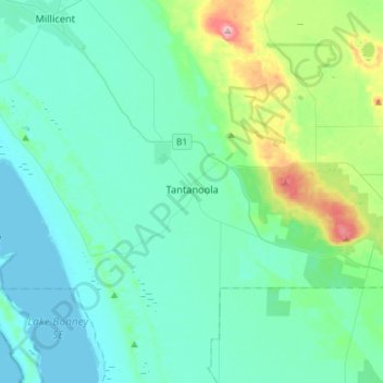 Carte topographique Tantanoola, altitude, relief