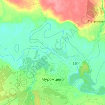 Carte topographique Муромцево, altitude, relief