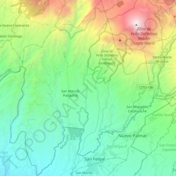 Carte topographique El Palmar, altitude, relief