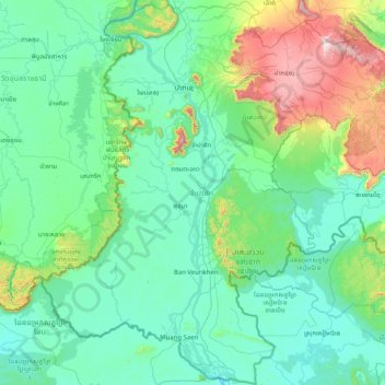 Carte topographique Province de Champasak, altitude, relief