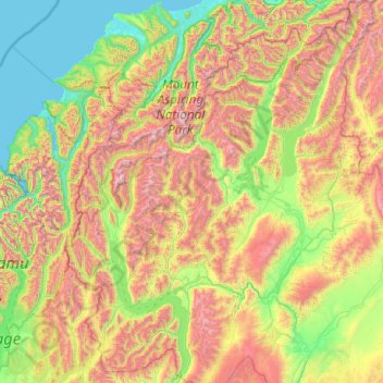 Carte topographique Queenstown-Lakes District, altitude, relief