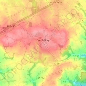 Carte topographique Saint-Divy, altitude, relief