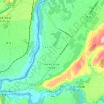 Carte topographique Saint-Just-de-Claix, altitude, relief