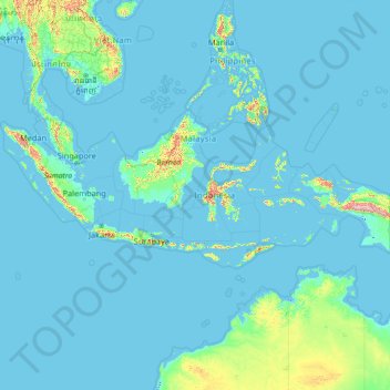 Carte topographique Indonésie, altitude, relief