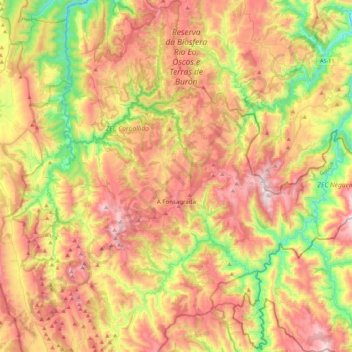 Carte topographique A Fonsagrada, altitude, relief