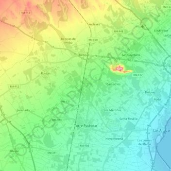 Carte topographique Torre Pacheco, altitude, relief