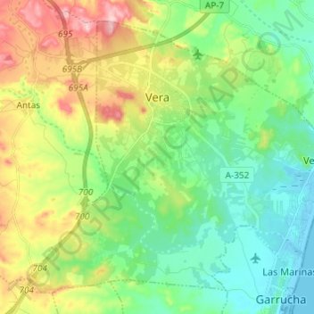 Carte topographique Vera, altitude, relief