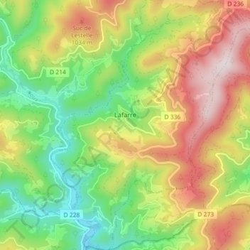 Carte topographique Lafarre, altitude, relief