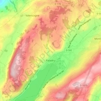 Carte topographique Paladru, altitude, relief