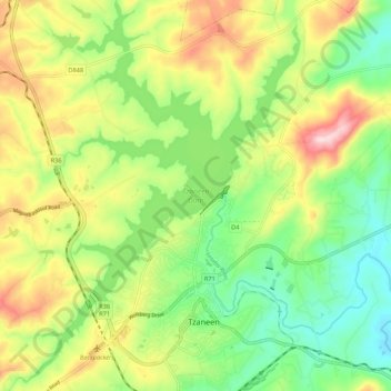 Carte topographique Tzaneen Dam, altitude, relief