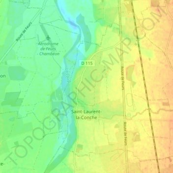 Carte topographique Saint-Laurent-la-Conche, altitude, relief