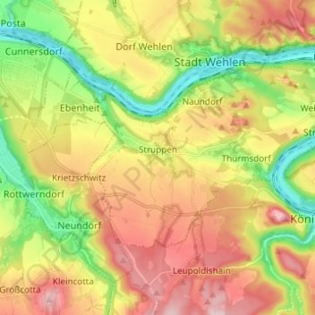 Carte topographique Struppen, altitude, relief