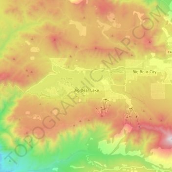 Carte topographique Big Bear Lake, altitude, relief