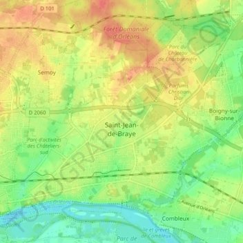 Carte topographique Saint-Jean-de-Braye, altitude, relief