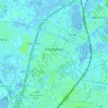 Carte topographique Oegstgeest, altitude, relief