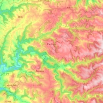 Carte topographique Paulinet, altitude, relief