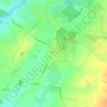 Carte topographique Raymond, altitude, relief