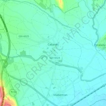 Carte topographique Cabanes, altitude, relief