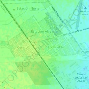 Carte topographique La Serena, altitude, relief