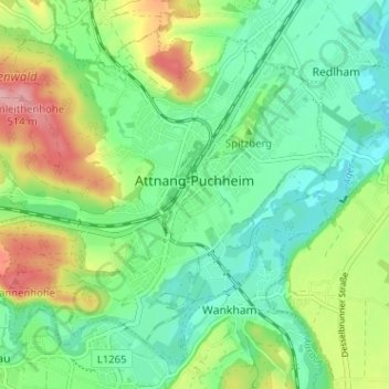Carte topographique Attnang-Puchheim, altitude, relief