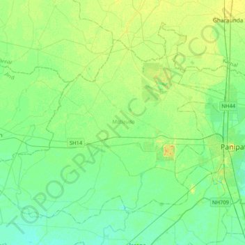 Carte topographique Matlauda, altitude, relief