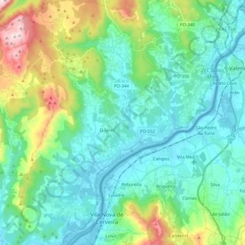 Carte topographique Tomiño, altitude, relief