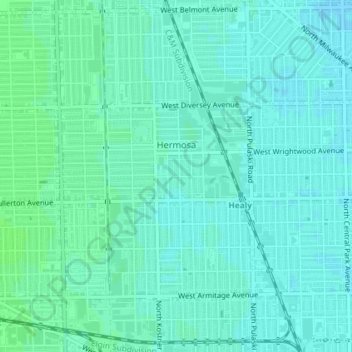 Carte topographique Hermosa, altitude, relief