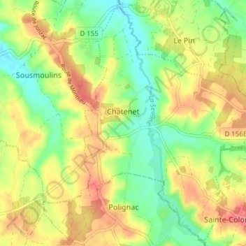 Carte topographique Chatenet, altitude, relief