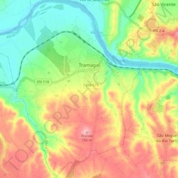 Carte topographique Tramagal, altitude, relief