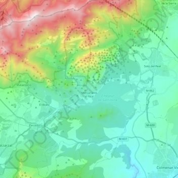 Carte topographique Manzanares el Real, altitude, relief