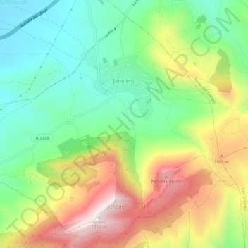 Carte topographique Jamilena, altitude, relief