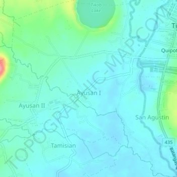 Carte topographique Ayusan I, altitude, relief