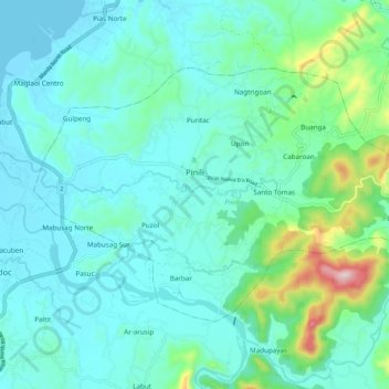 Carte topographique Pinili, altitude, relief