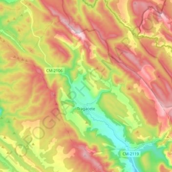 Carte topographique Tragacete, altitude, relief
