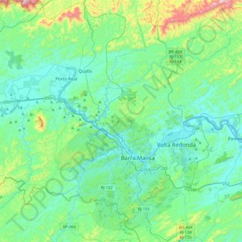 Carte topographique Barra Mansa, altitude, relief