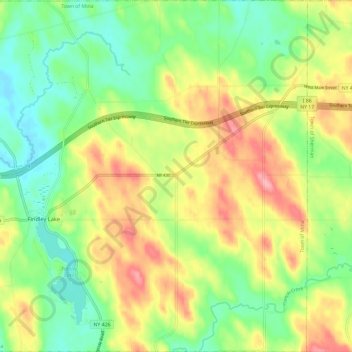 Carte topographique Town of Mina, altitude, relief