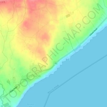 Carte topographique Ballymartin, altitude, relief